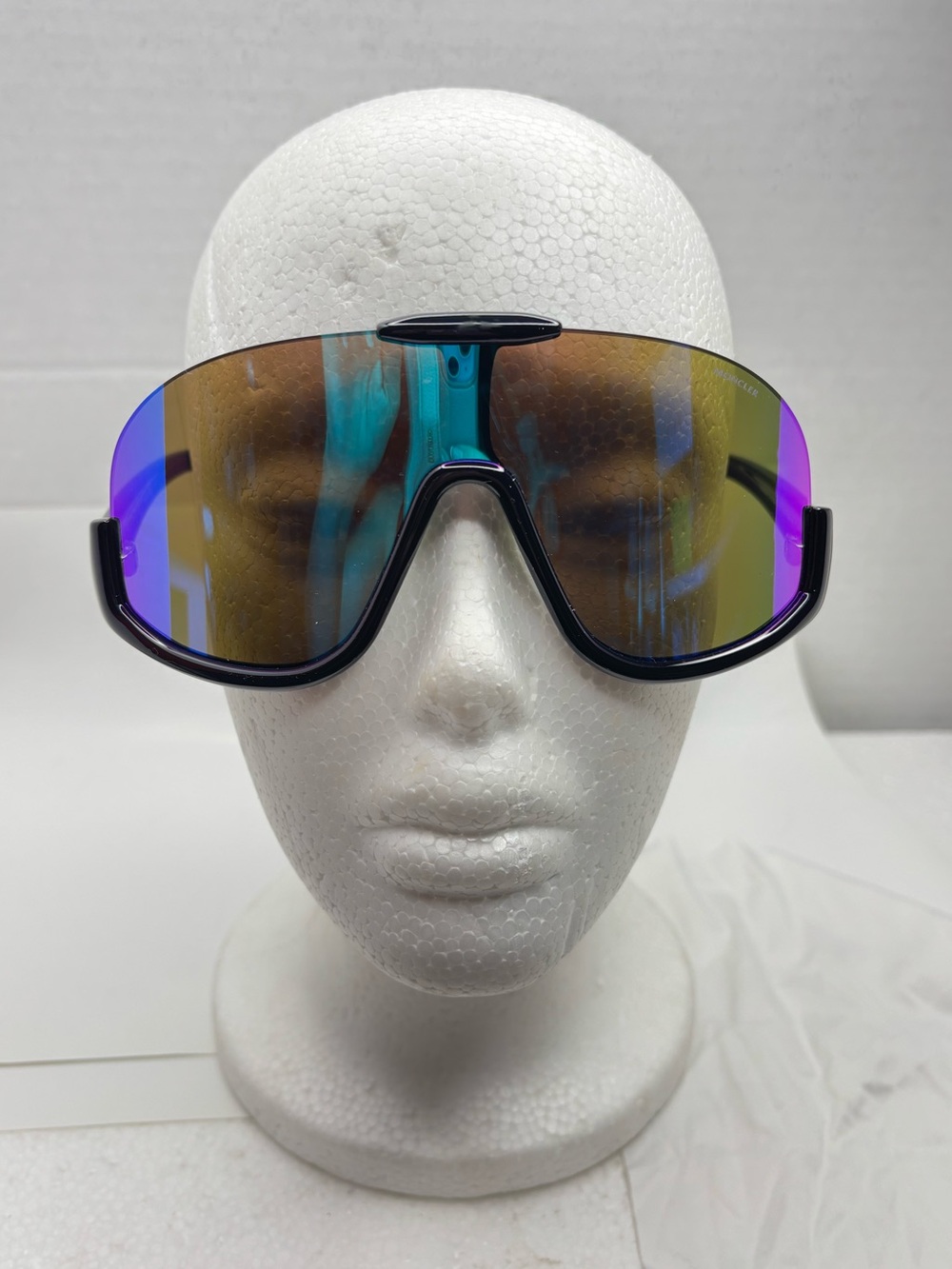 Authentic MONCLER Visseur ML0230 01X Shiny Black w/Turquoise Lens Sunglasses